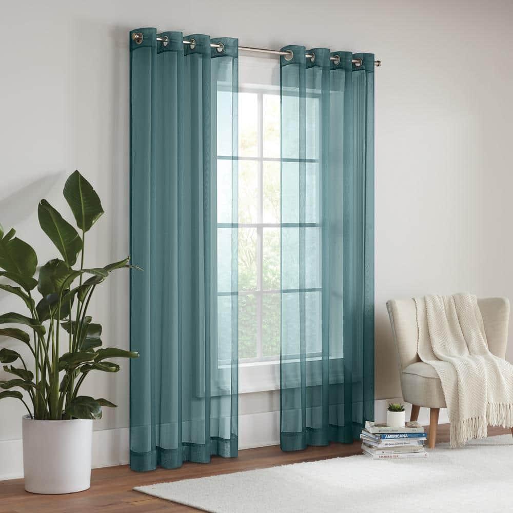 Eclipse Livia Sheer Rod Grommet 54 x 63 Curtain Panel in Teal