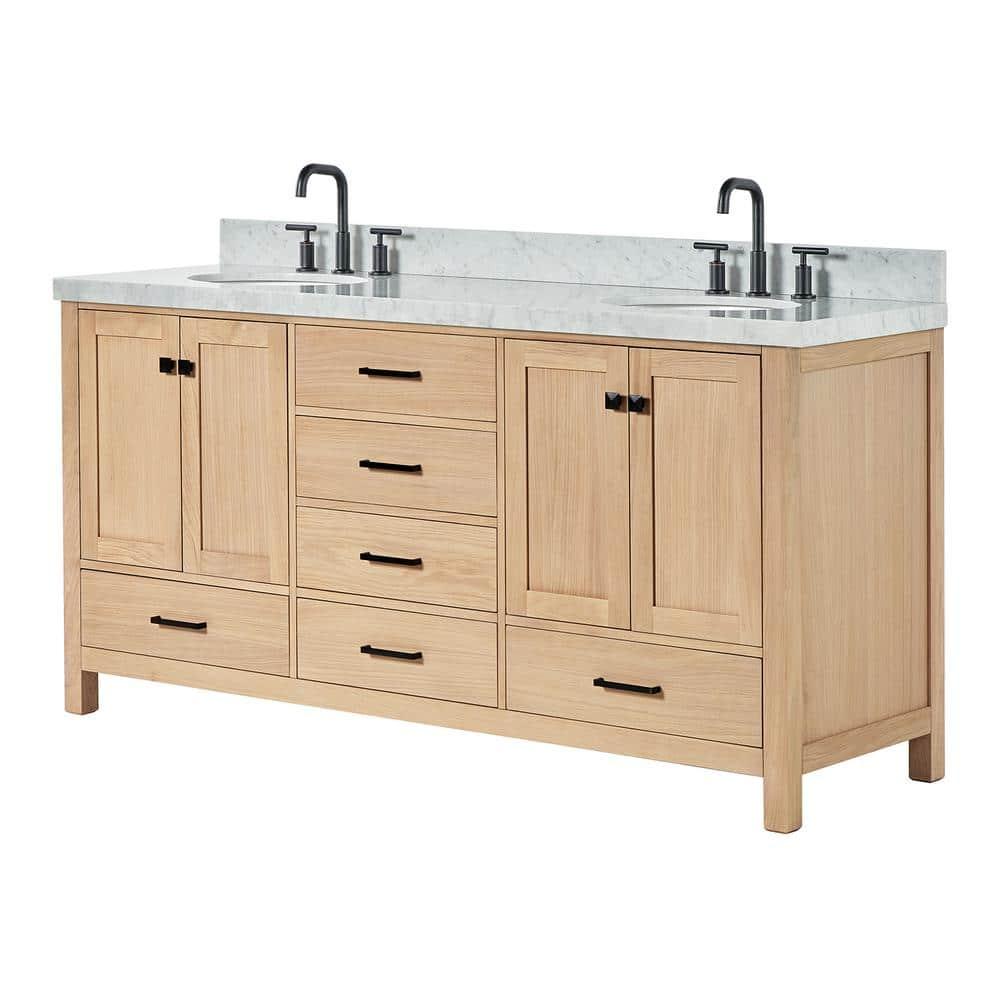 Cambridge 72'' Double Bathroom Vanity with Carrara Marble Top
