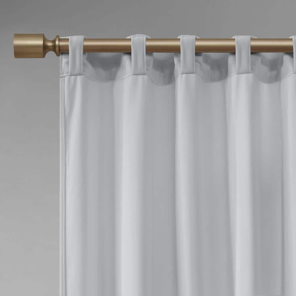 Set of 2 (95"x37") Bryce Poly Velvet Room Darkening Curtain Panels Light Gray: Modern Living Room Velvet Curtains