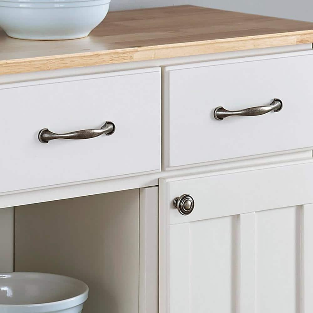 36.25" Sideboard Buffet Servers with Wood Top White - Home Styles: Kitchen Storage, Hutch Design, Wine Rack