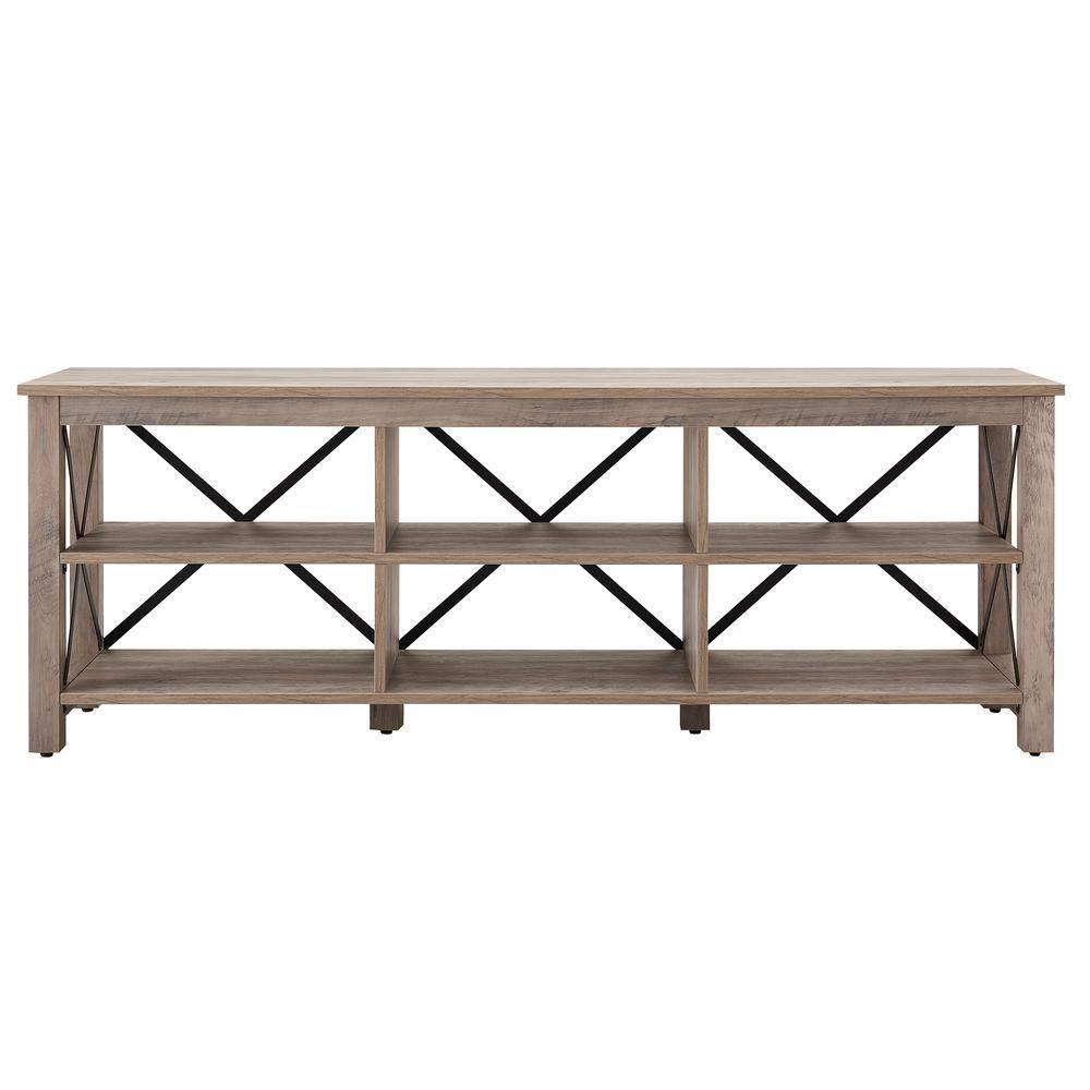 Evelyn&Zoe Sawyer Rectangular TV Stand for TV's up to 75", Gray Oak
