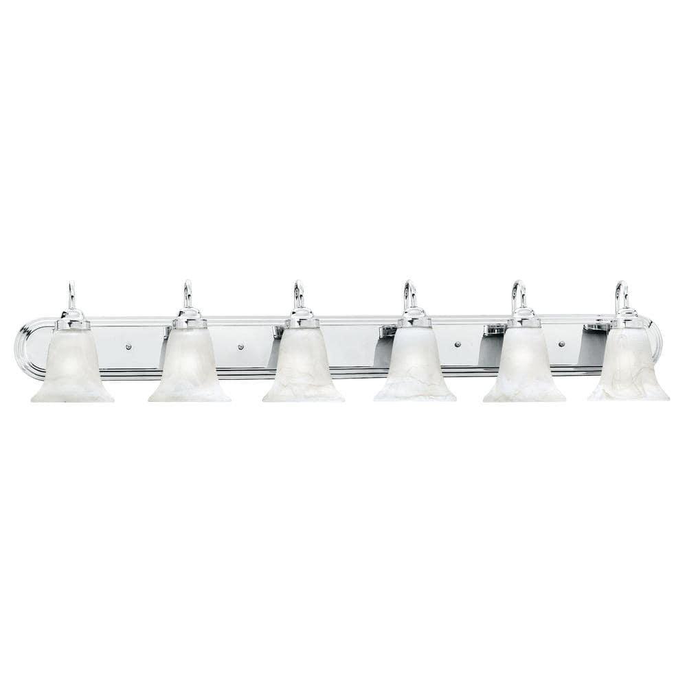 Chrome 6-Light Frosted Glass Wall Lamp