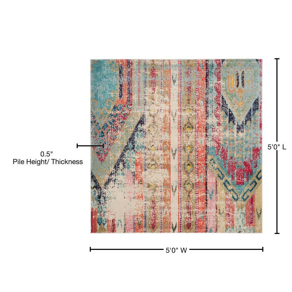 Monaco MNC222 Power Loomed Indoor Area Rug - Multi - 5'x5' - Safavieh