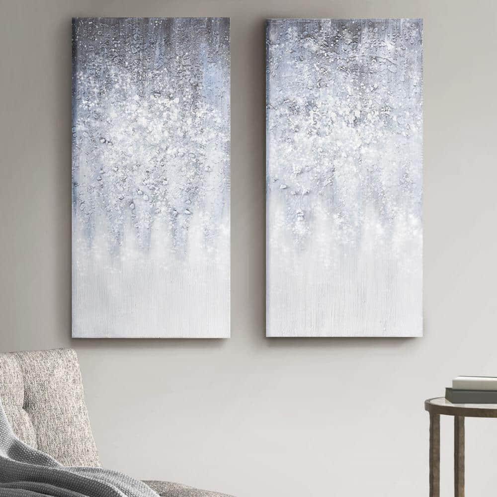 Ivy Bronx Heavily Embellished Abstract Canvas Wall Art Set - 2-Piece Decor with Dimensional Texture & D-Ring Hangers