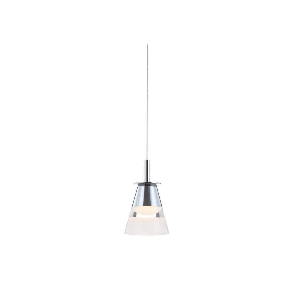 JONATHAN  Y Alain 5" Adjustable Cascading Metal Integrated Cluster Glam Chrome/White Transitional Cone Integrated LED Mini Hanging Pendant light