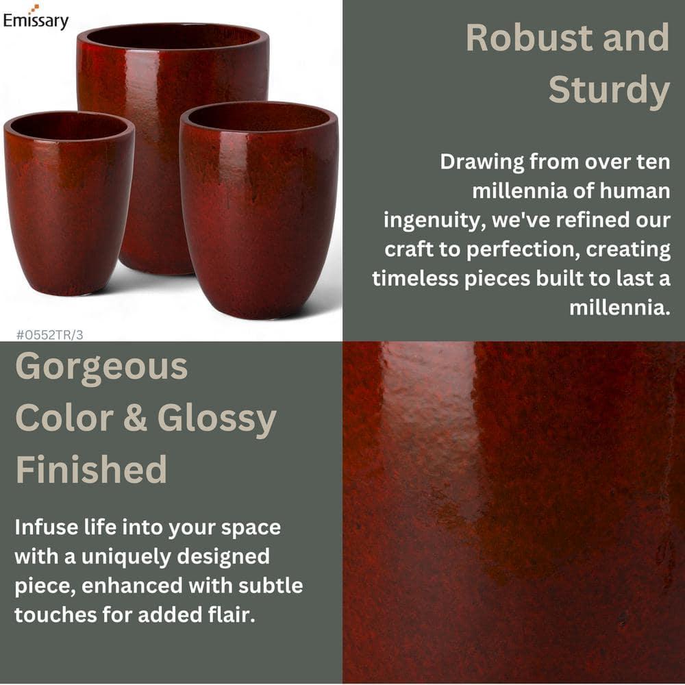Handcrafted Glossy Red Ceramic Indoor/Outdoor Planter
