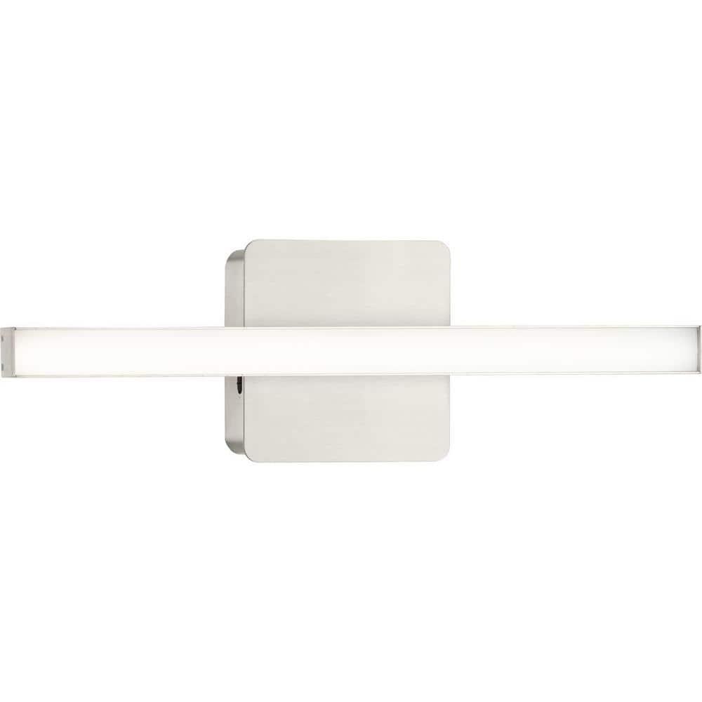 Progress Lighting Phase 4 1-Light LED Linear Vanity Light, Brushed Nickel, Rectangular Acrylic Shade