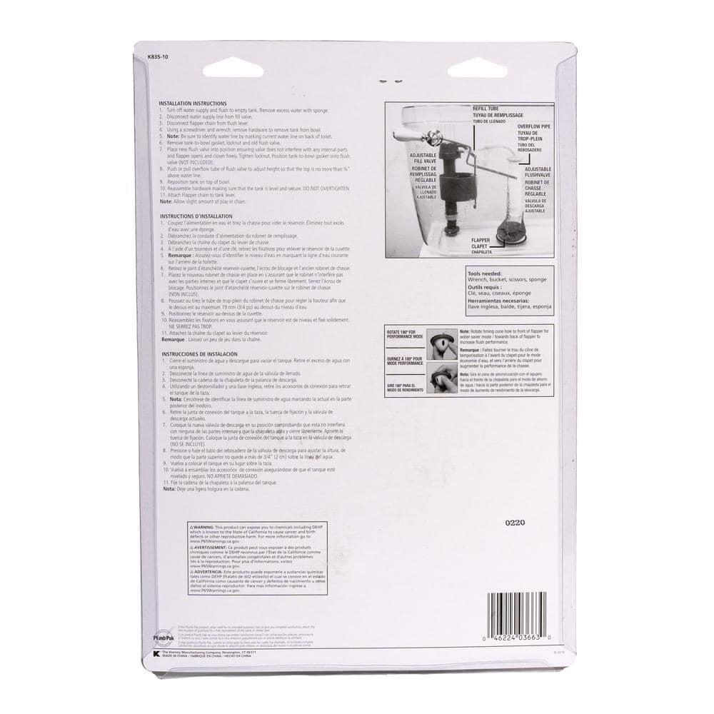Keeney K835-10 Universal 3 in. Toilet Flush Valve and Flapper