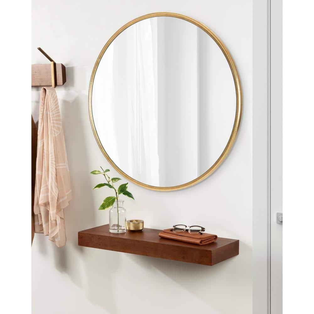24" x 24" Caskill Round Framed Decorative Wall Mirror Gold - Kate & Laurel All Things Decor