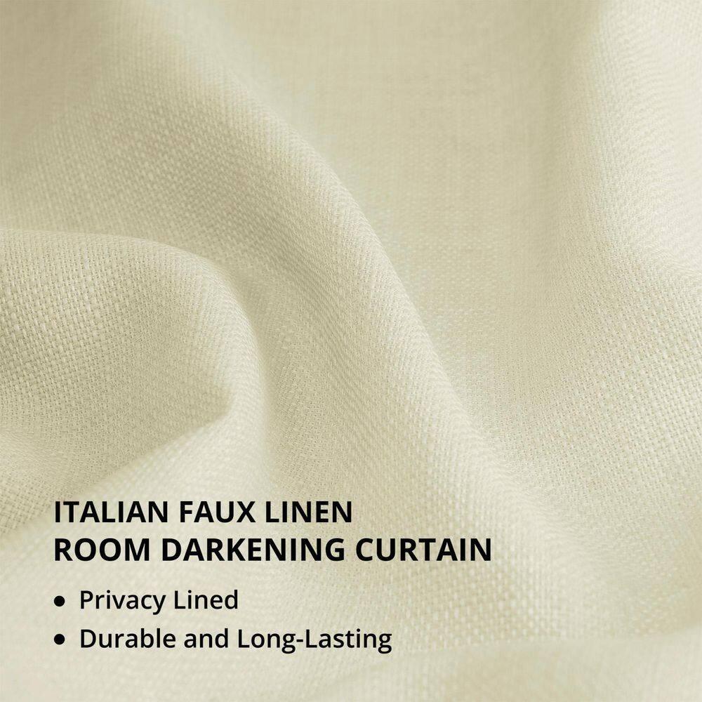Half Price Drapes Gravity Ivory Italian Faux Linen Room Darkening Curtains (1 Panel), 50W X 108L