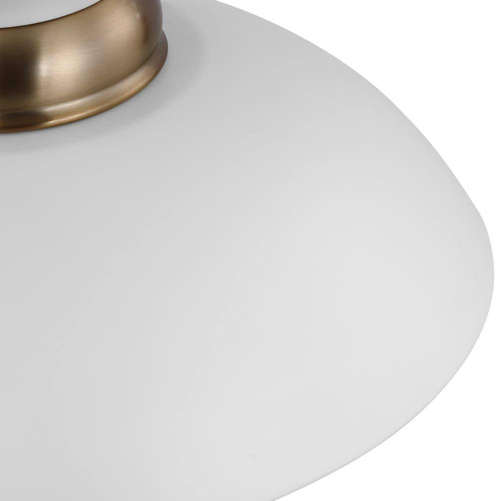 Perkins Matte White & Burnished Brass 15" Modern Bowl Pendant