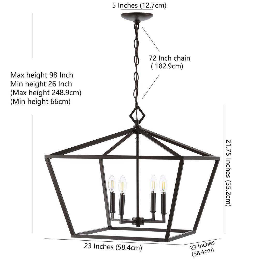 Gatsby 23" 4-Light Adjustable Iron Rustic Glam LED Pendant, Oil Rubbed Bronze