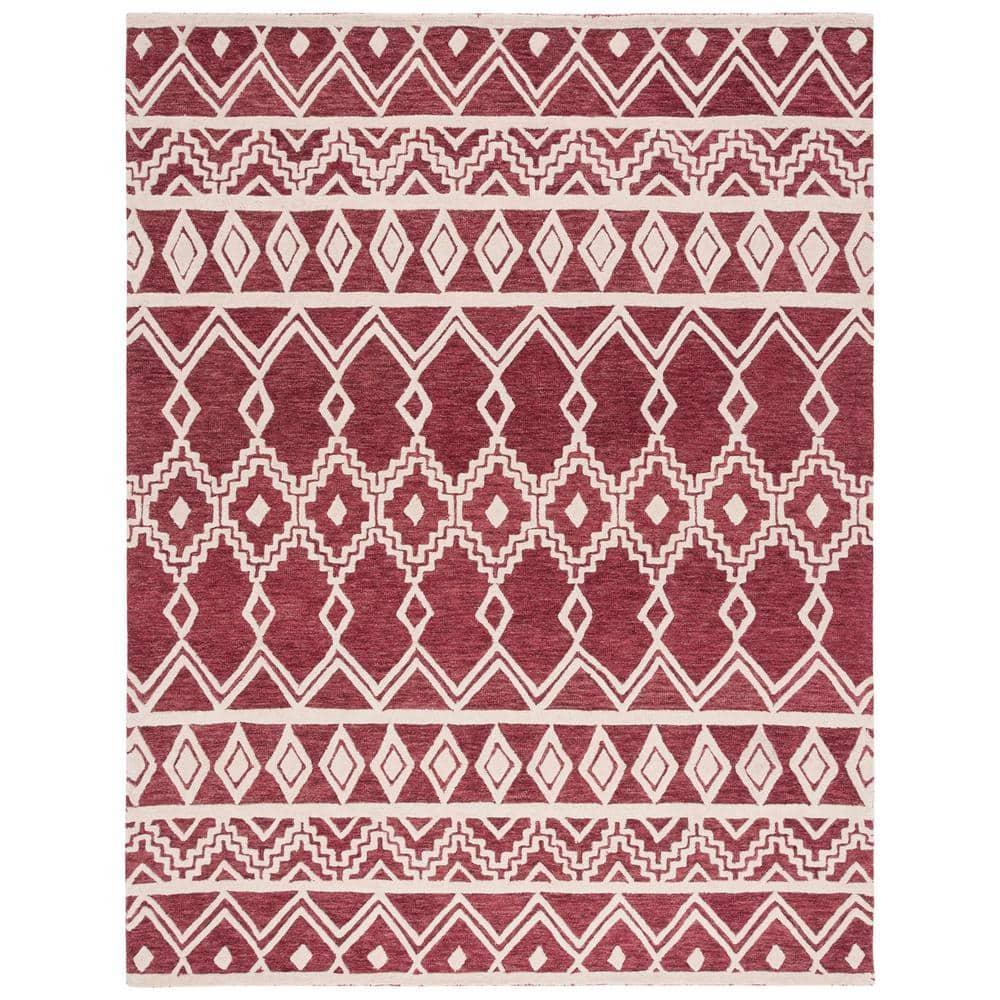 Abstract ABT851 Handmade Indoor Area Rug - Red/Ivory - 8'x10' - Safavieh