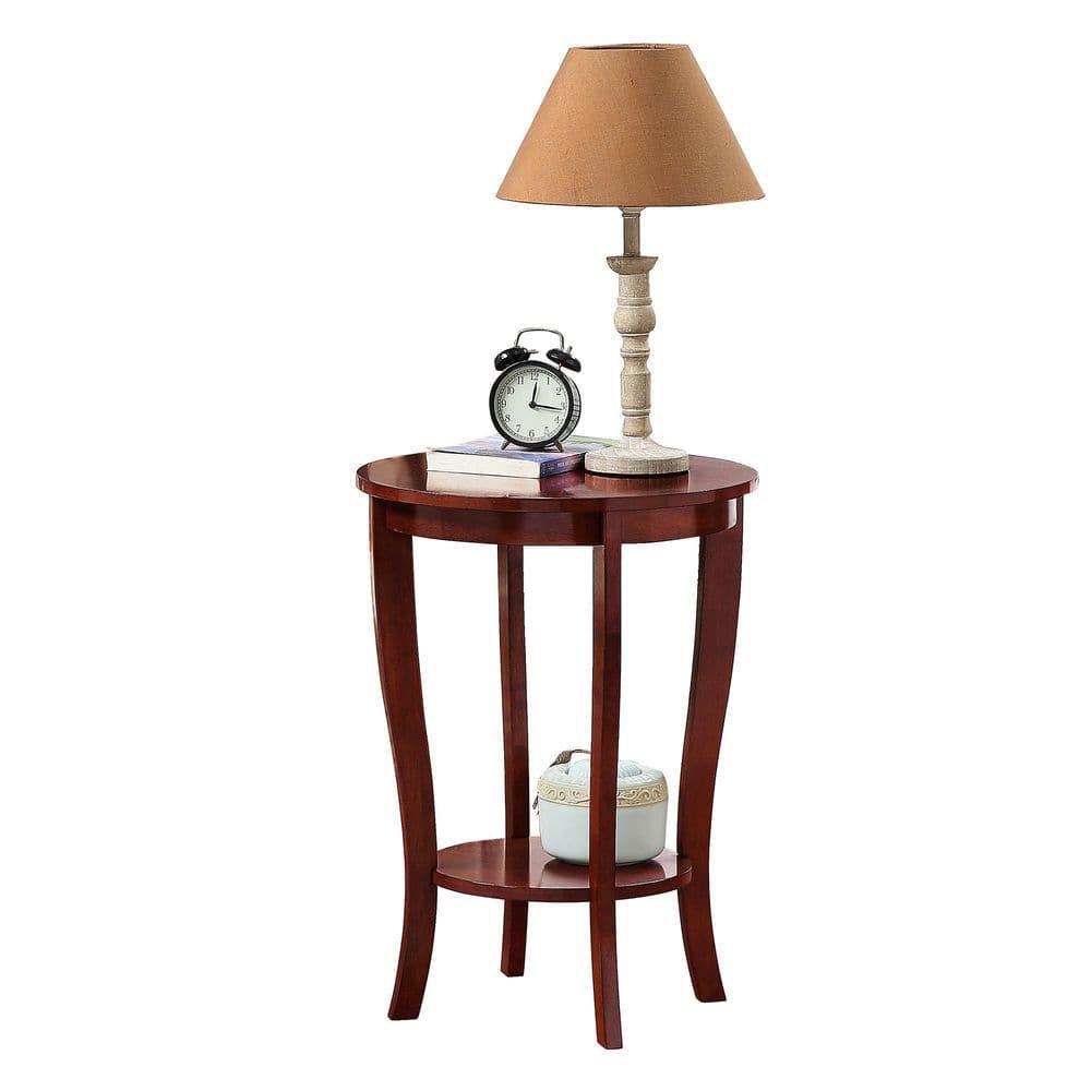 Elegant Mahogany Round End Table with Lower Shelf, 18"