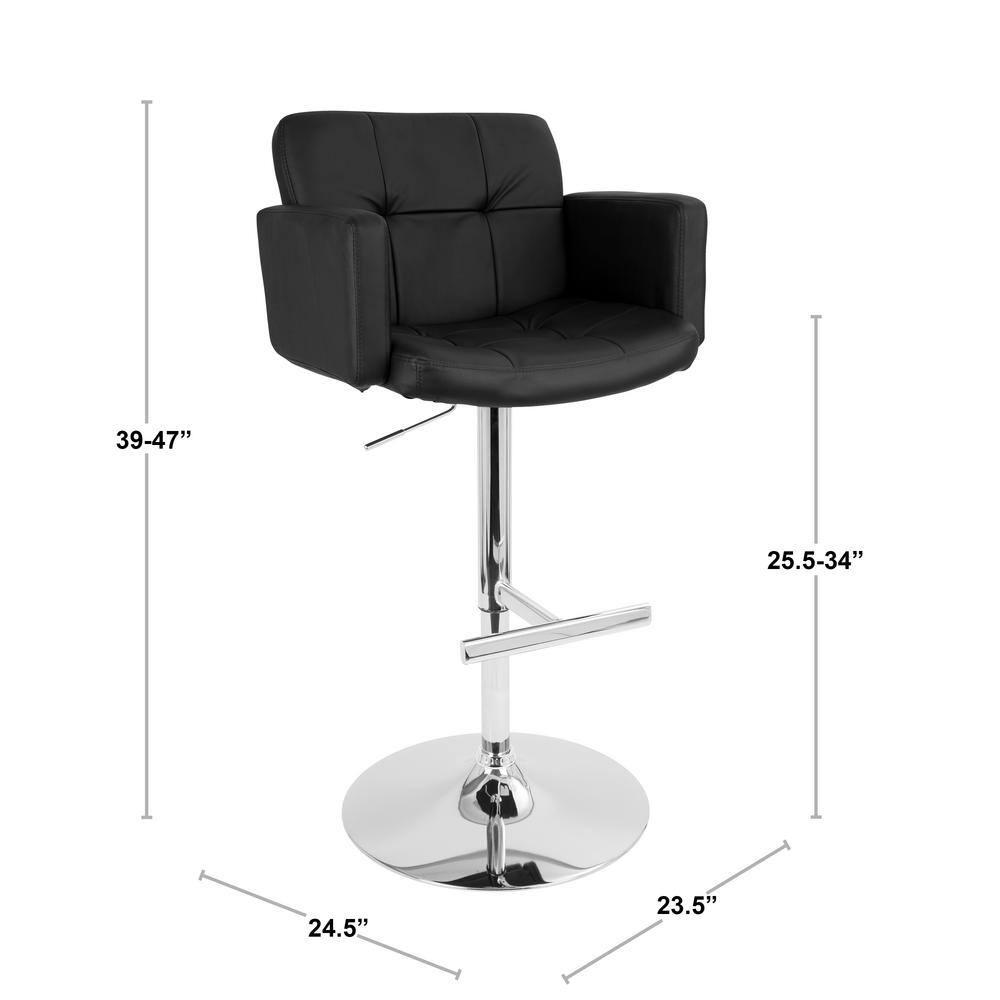 32" Stout Barstool Metal Black - LumiSource: Chrome Base, Adjustable, Swivel, Upholstered