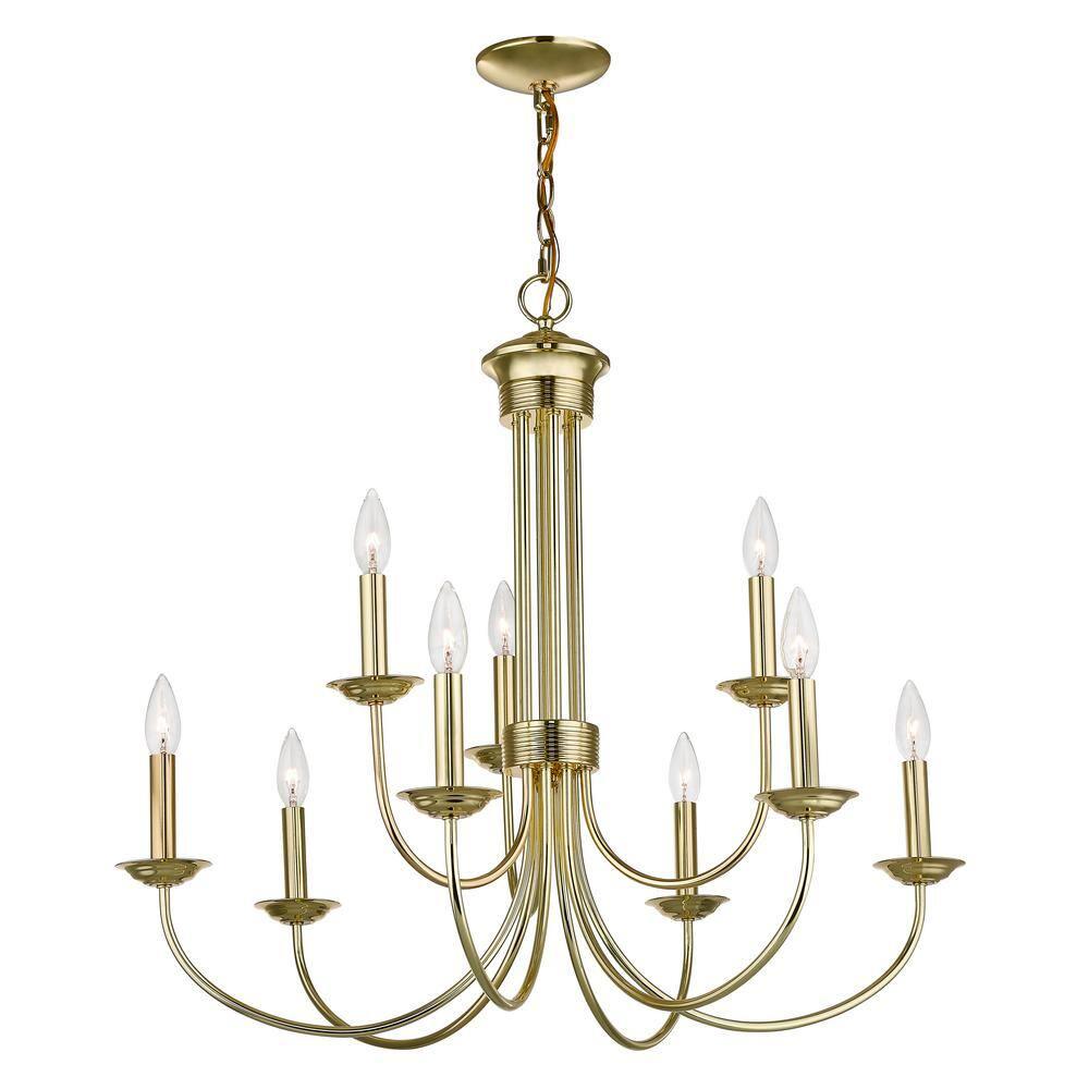 Livex Lighting Estate 9 - Light Chandelier in  Polished Brass