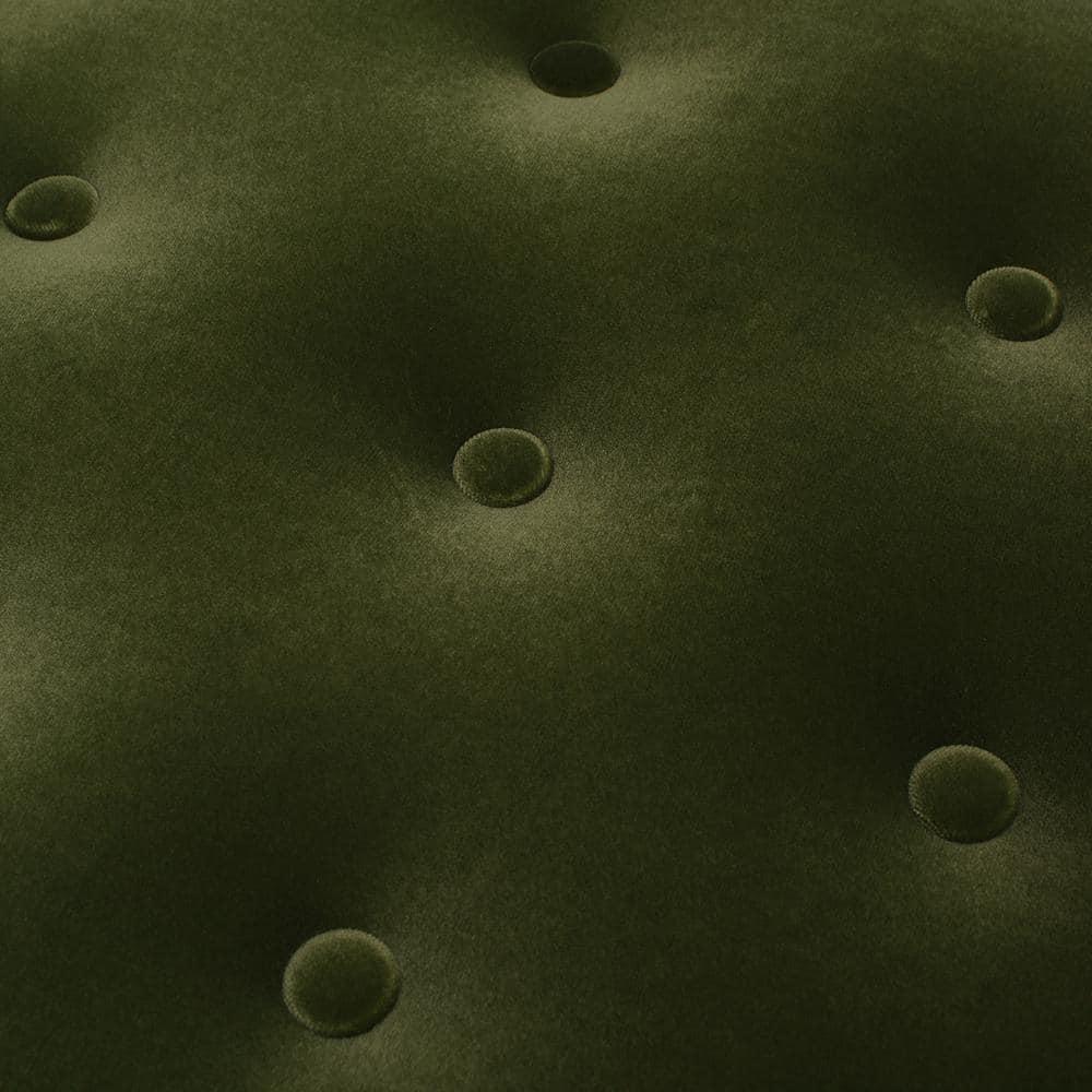 Jennifer Taylor Home Yolanda 24" Round Upholstered Accent Ottoman, Olive Green Performance Velvet