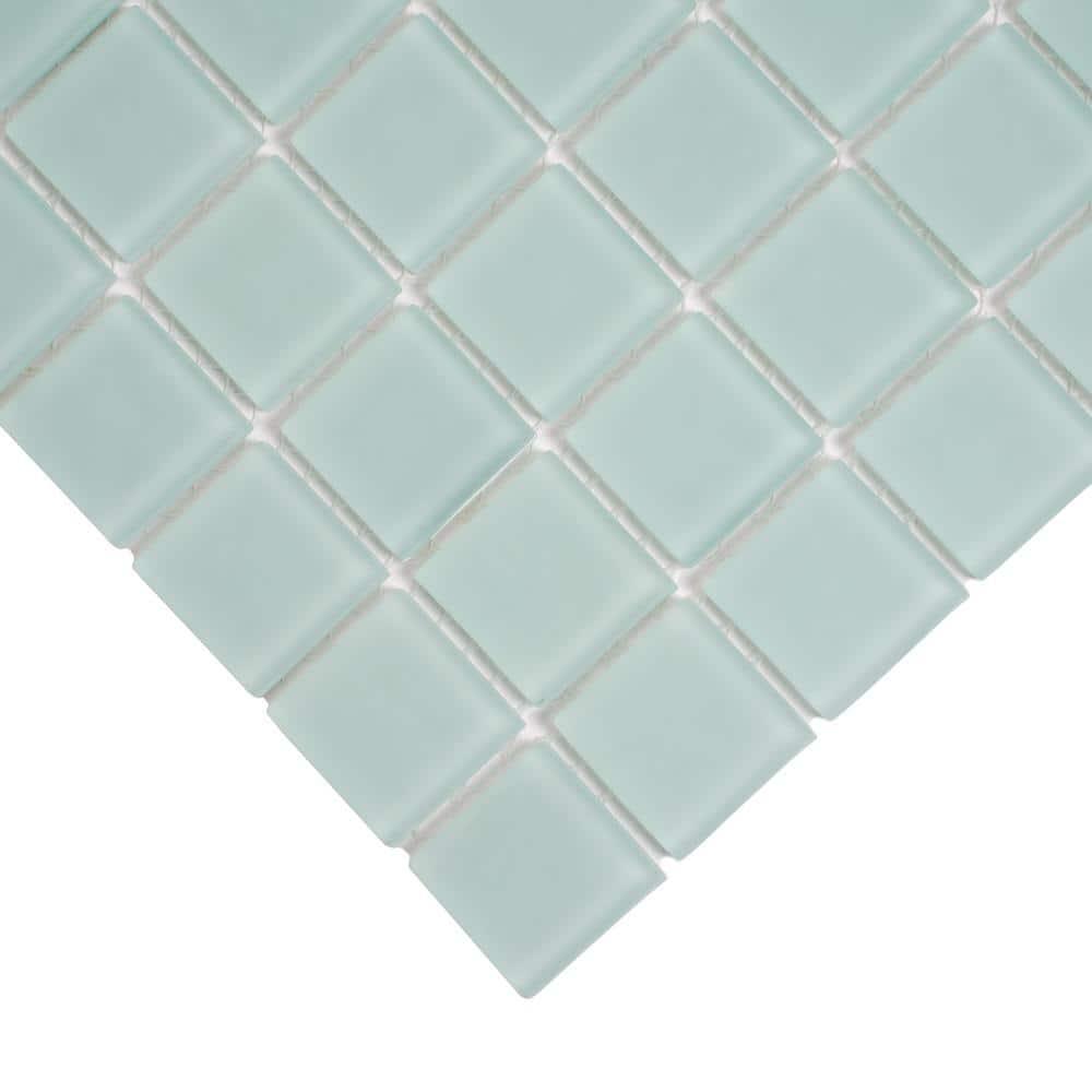 10 pack Blizzard Blue 11.8 in. x 11.8 in. 1 in. x 1 in. Matte Finished Glass Mosaic Floor and Wall Tile (9.67 sq. ft./Case)