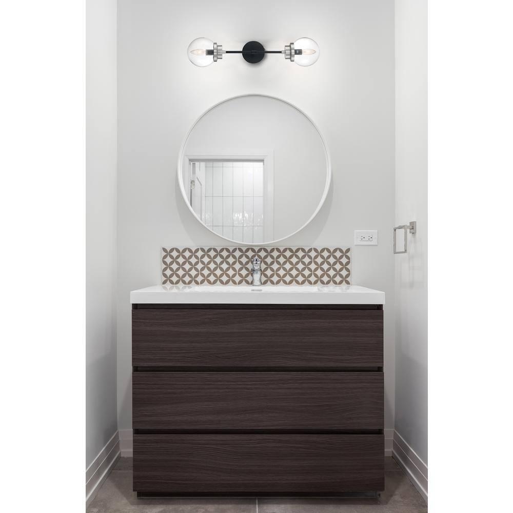 Nuvo Lighting Axis - 2 Light Sconce with Clear Glass - Matte Black and Brushed Nickel Accents Finish