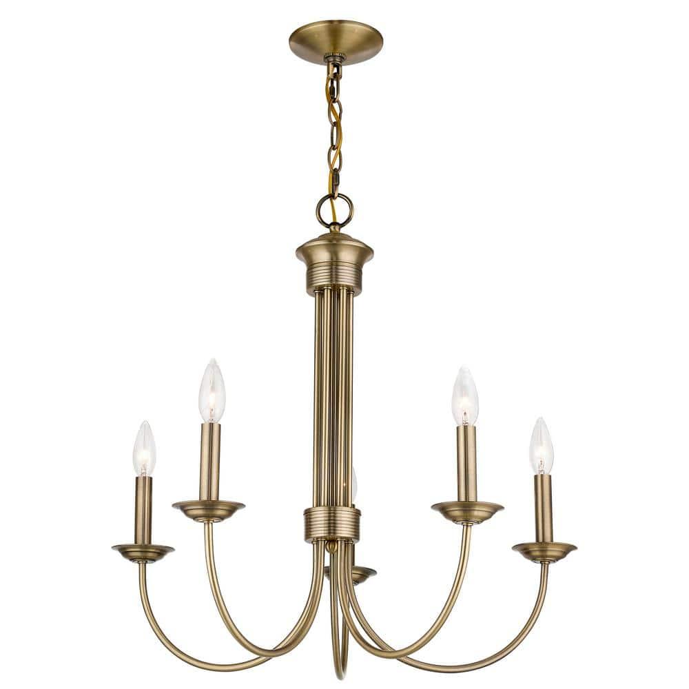 Livex Lighting Estate 5 - Light Chandelier in  Antique Brass