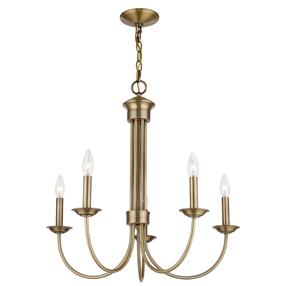 Livex Lighting Estate 5 - Light Chandelier in  Antique Brass