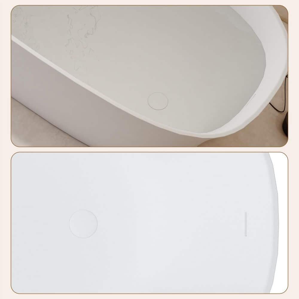 63" Matte White Solid Surface Freestanding Slipper Bathtub
