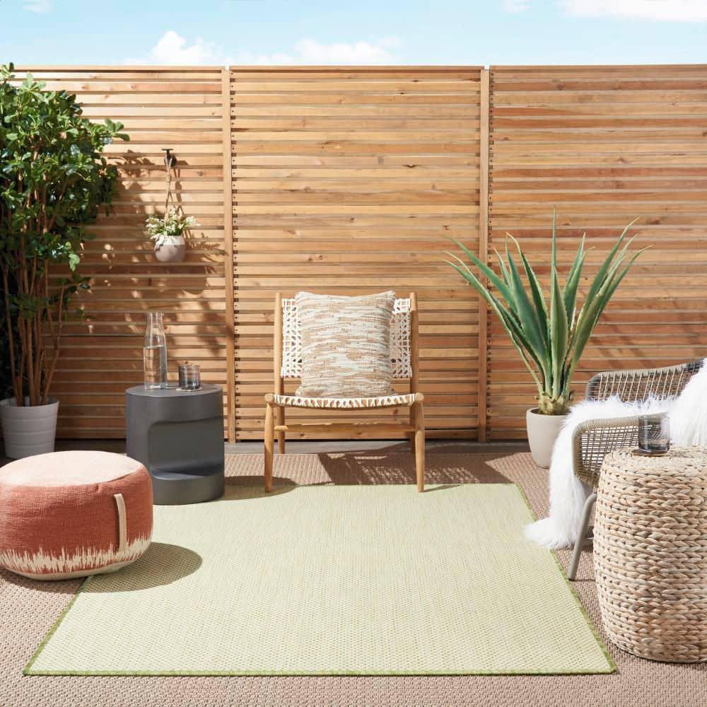 Nourison Courtyard COU01 Indoor/outdoor Area Rug - Ivory Green 5' x 7'