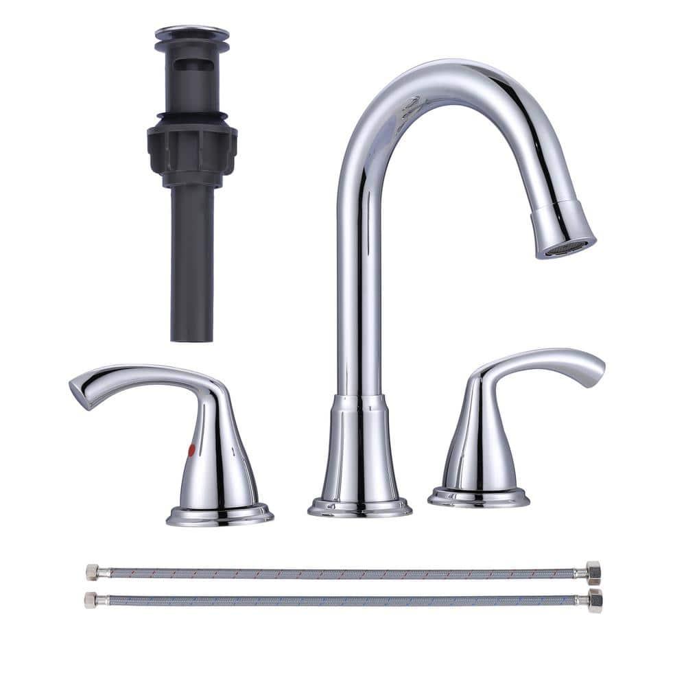 Widespread 2-handle Bathroom Faucet with Drain Assembly