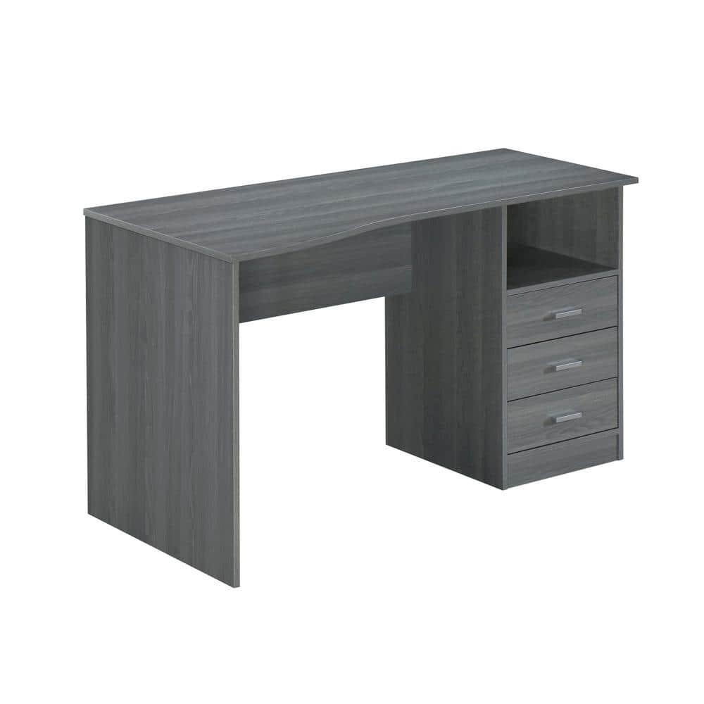 Classic Computer Desk with Multiple Drawers Gray - Techni Mobili: Office Workstation, Laminated Particle Board