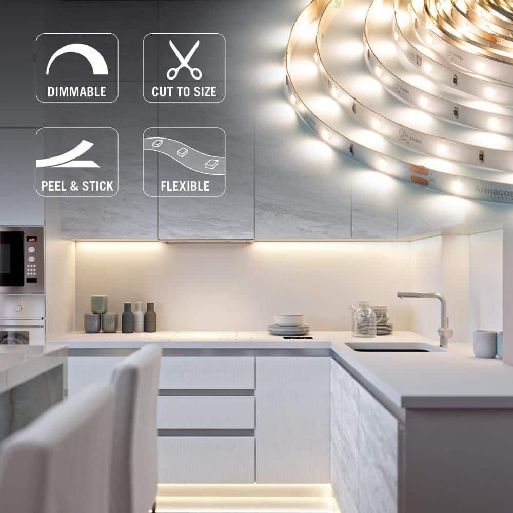 Armacost Lighting 144210 RibbonFlex Pro, 24V, 3000K, 30LEDs/M, IP20, 2.5M Under Cabinet Strip Light