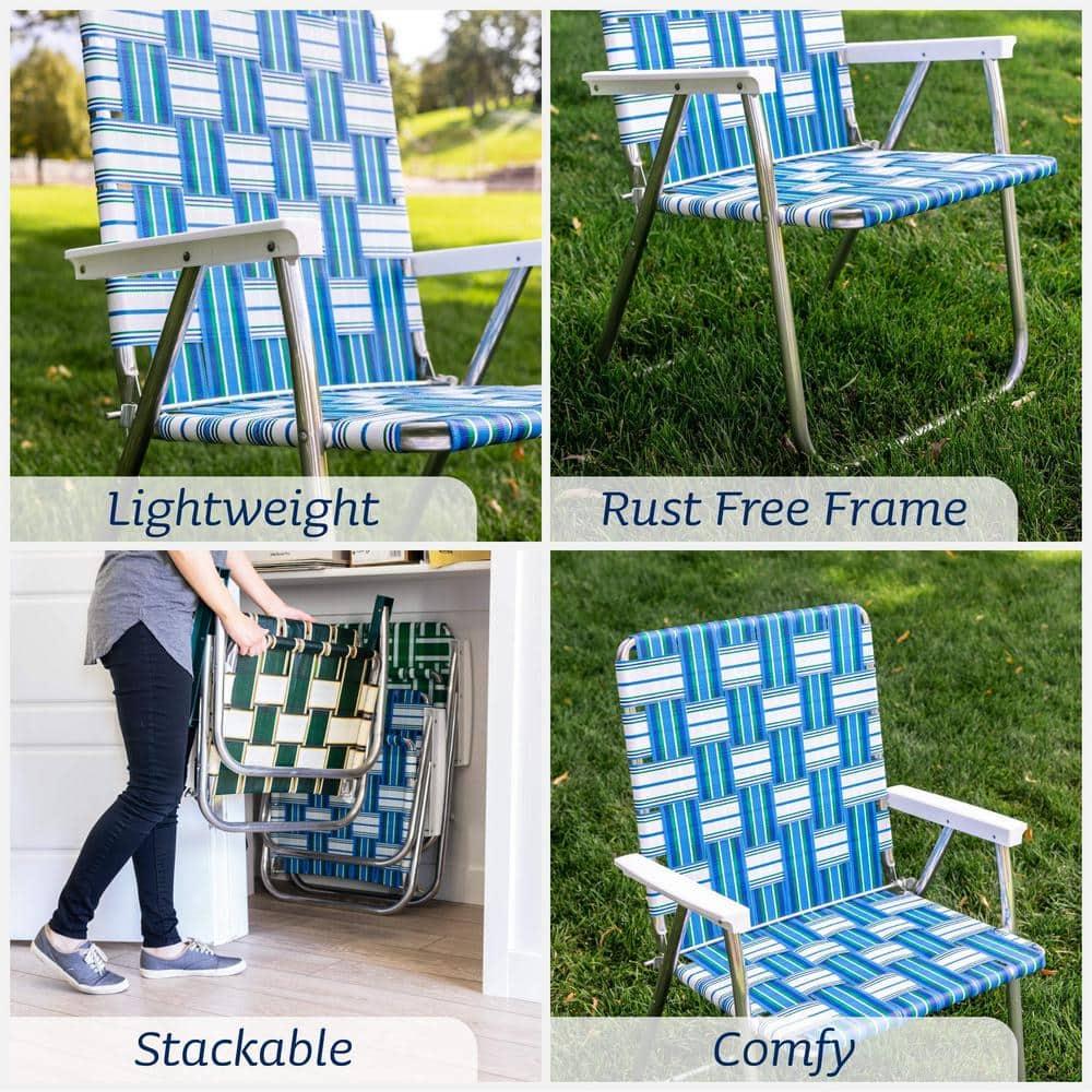 Lawn Chair USA Folding Aluminum Beach Webbed Chair (Spring Fling)