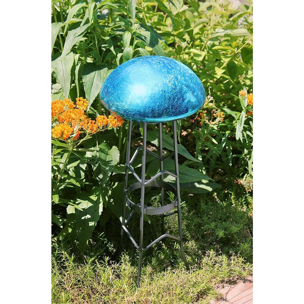 Achla Designs Crackle Glass Garden Toadstool Gazing Ball, 9 Inch, Teal