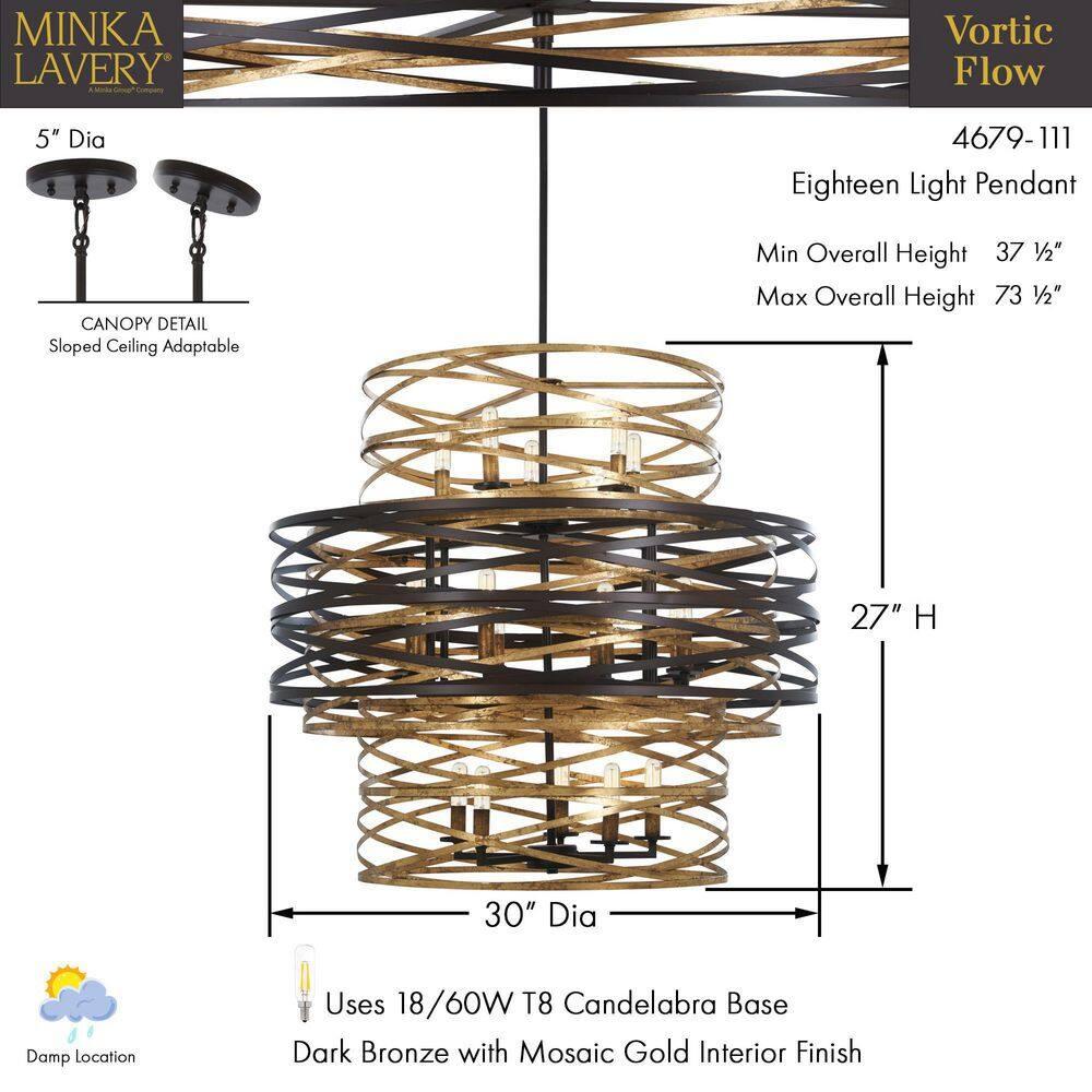 Minka Lavery Dark Bronze Mosaic Gold Chandelier 30" Wide Modern 18-Light Fixture for Dining Room House Foyer Kitchen Entryway Home
