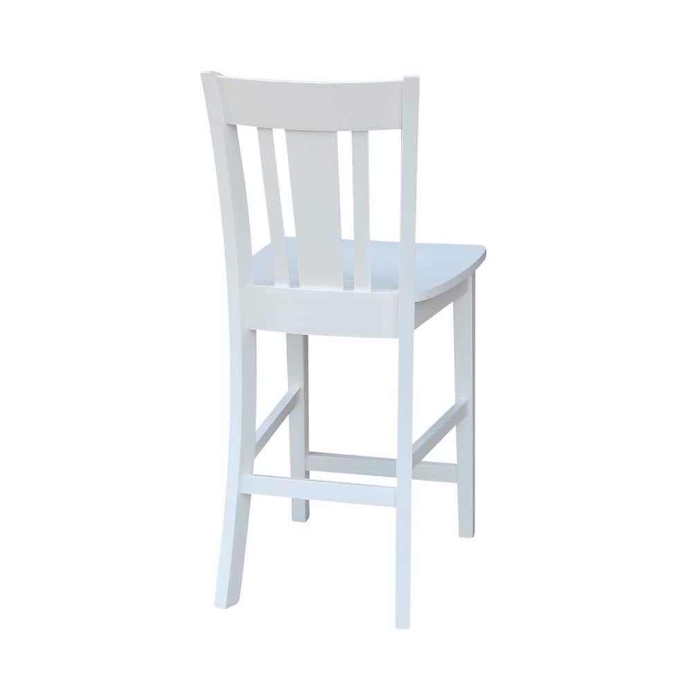 24" San Remo Counter Height Barstool Off White - International Concepts: Solid Wood, Slat Back