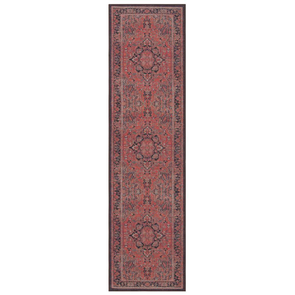 Journey JNY153 Power Loomed Machine Washable Slip Resistant Runner Rug - Navy/Red - 2'2"x7' - Safavieh