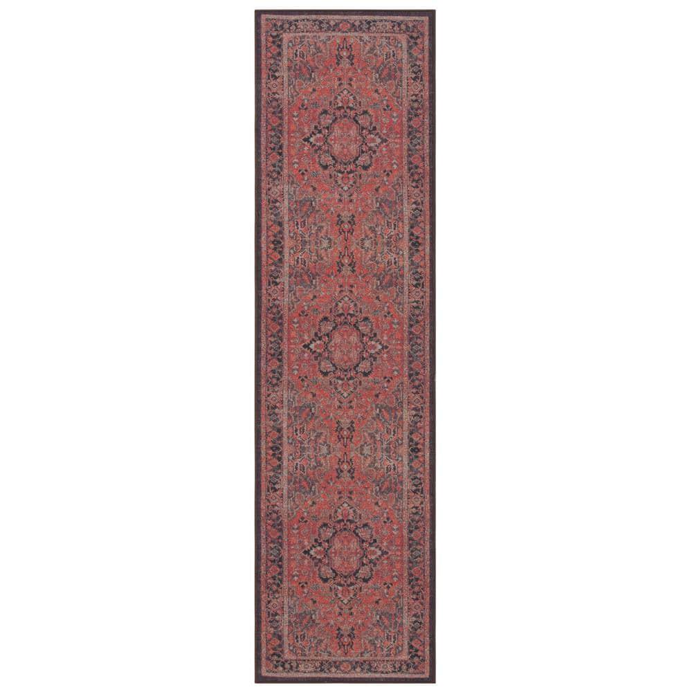 Journey JNY153 Power Loomed Machine Washable Slip Resistant Runner Rug - Navy/Red - 2'2"x8' - Safavieh