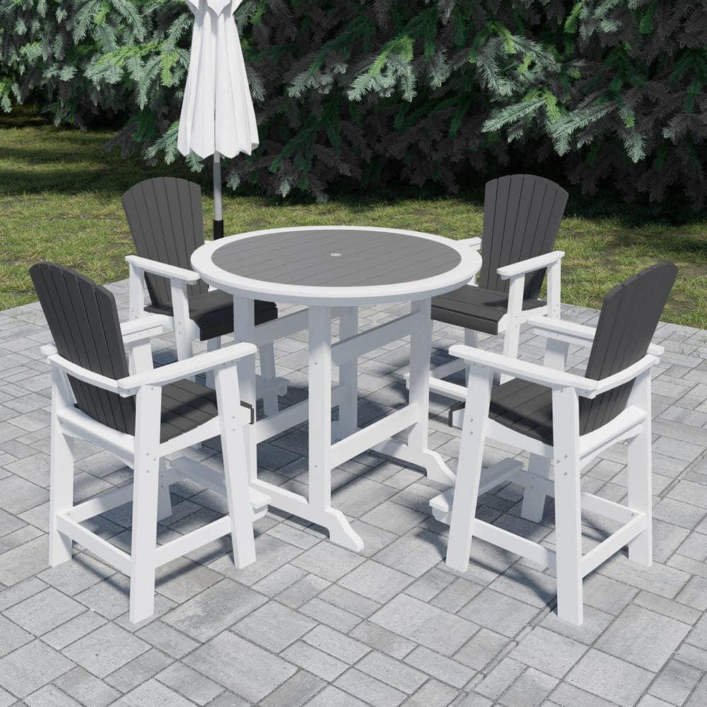 Ceballos Patio Bar Table Set High Top Outdoor Table And Chairs Set Of 5 Bar Table & Stools Set With Tall Adirondack Chairs Set For 4