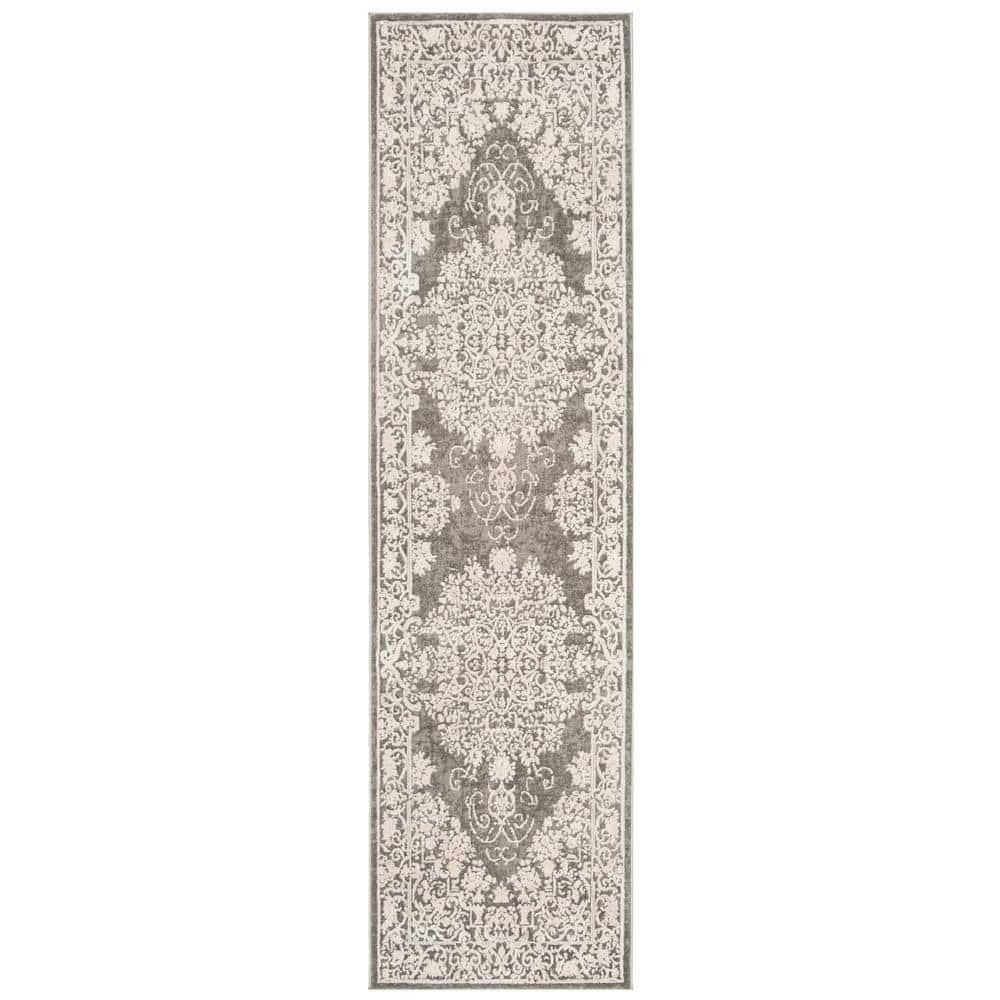 Reflection RFT664 Power Loomed Indoor Runner Rug - 2'3"x12' - Dark Grey/Cream - Safavieh
