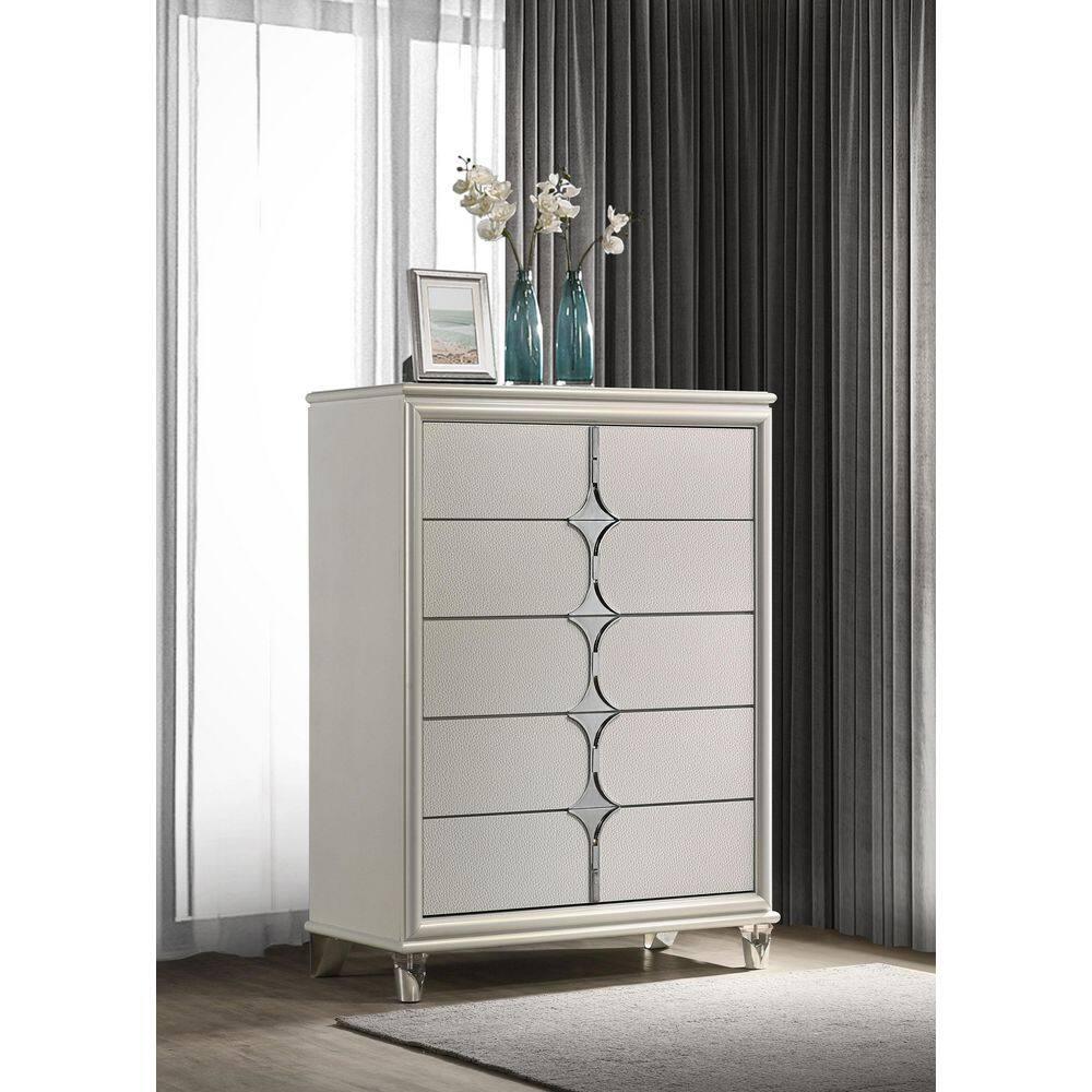 5-drawer Bedroom Chest Of Drawers Pearl White