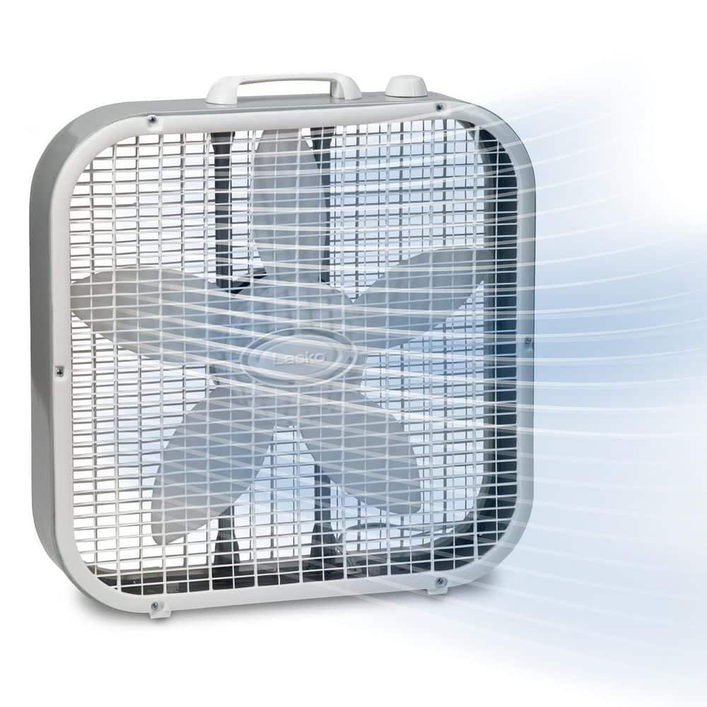 Lasko 20" Classic Box Fan with Weather-Resistant Motor, 3 Speeds, 22.5" H, White, B20200, New