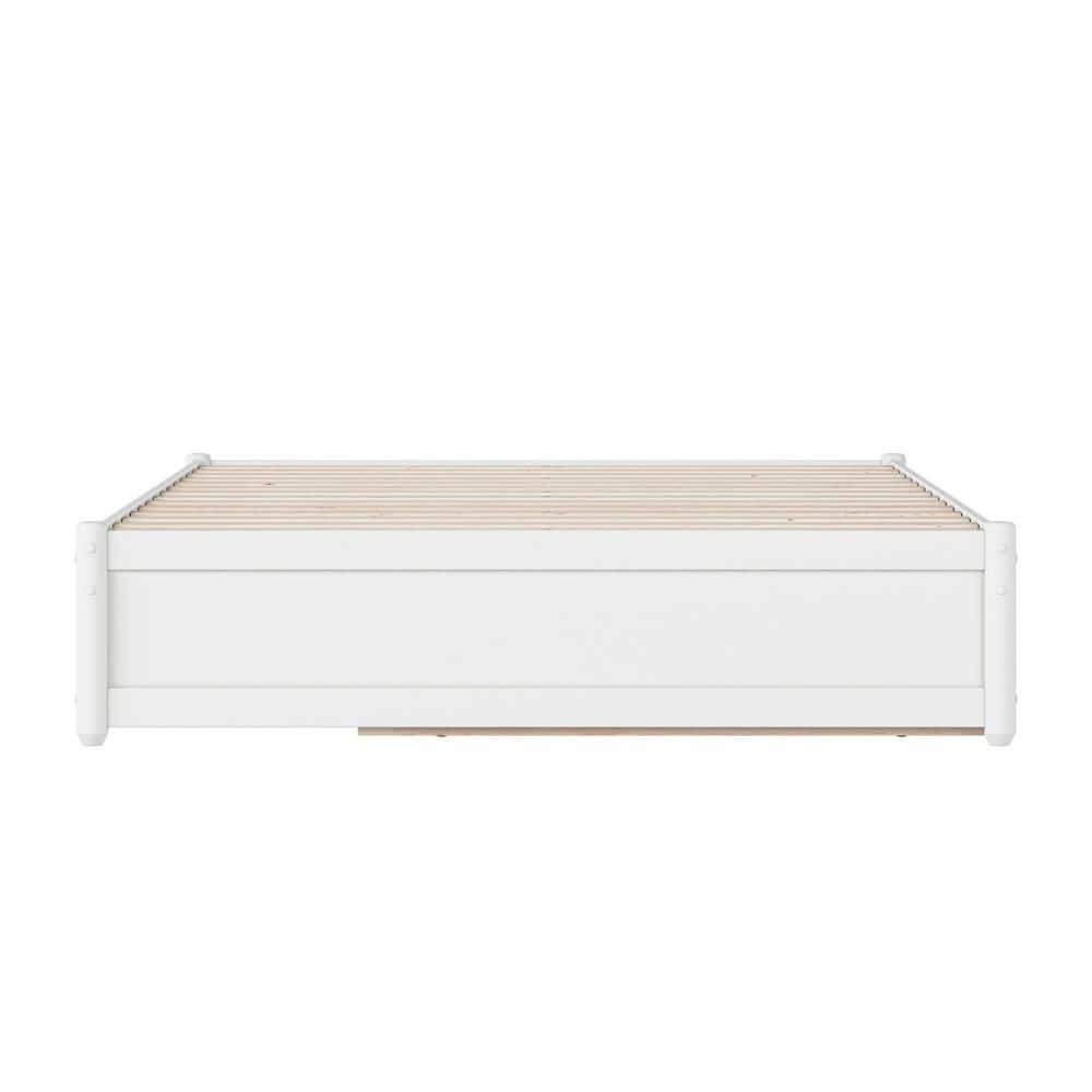 AFI Furnishings AFI Barcelona Full Solid Wood Panel Platform Bed with Twin Trundle in White