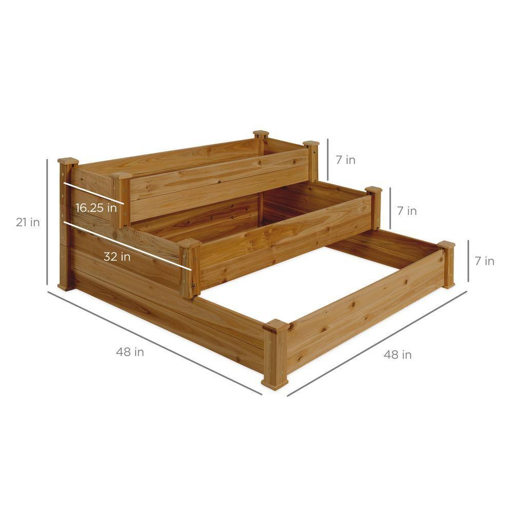 Arlmont & Co. Rosselyn 3-Tier Fir Wood Raised Garden Bed Planter for Plants, Vegetables, Outdoor Gardening