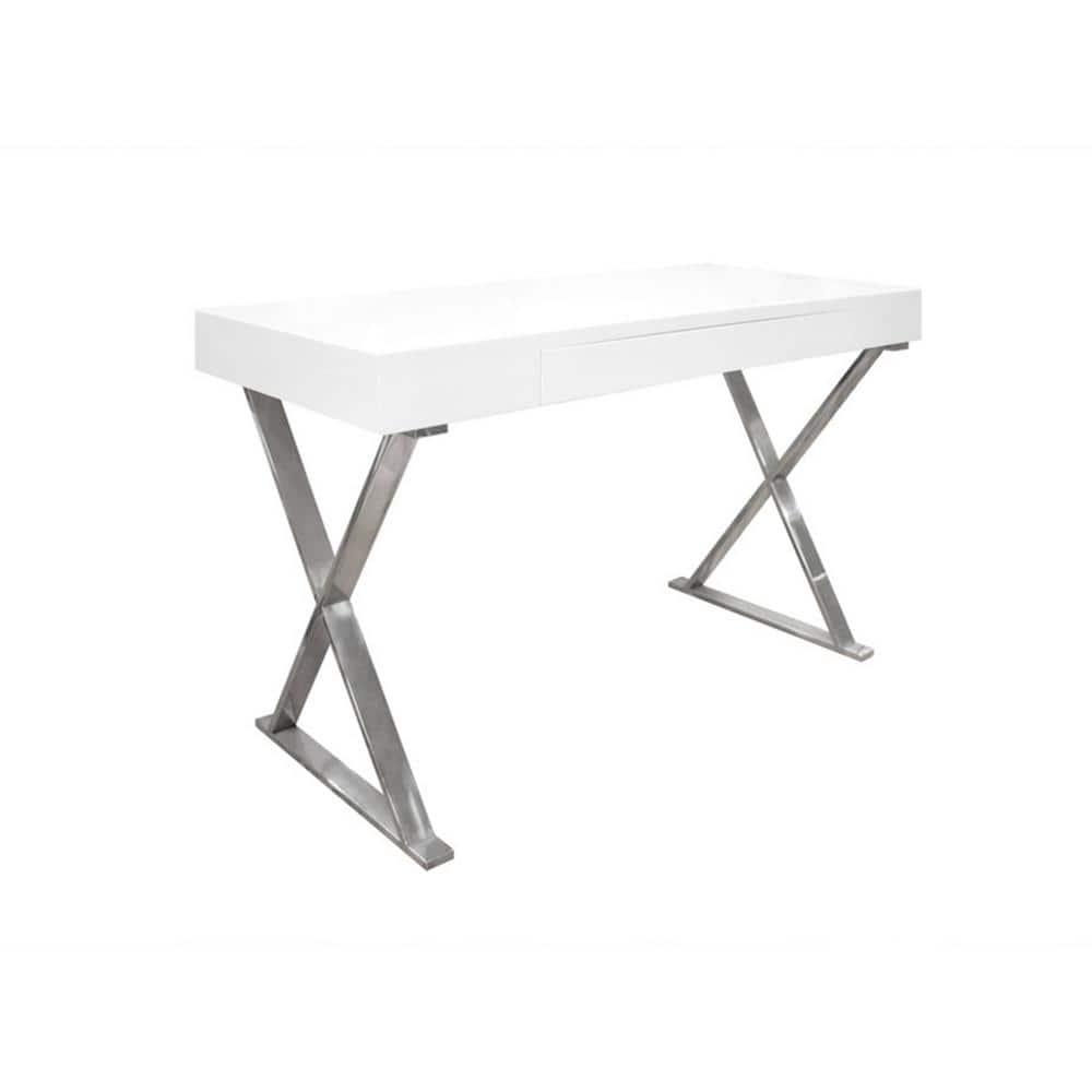 Best Master Modern Stainless Steel Frame Computer Desk in Chrome/Silver