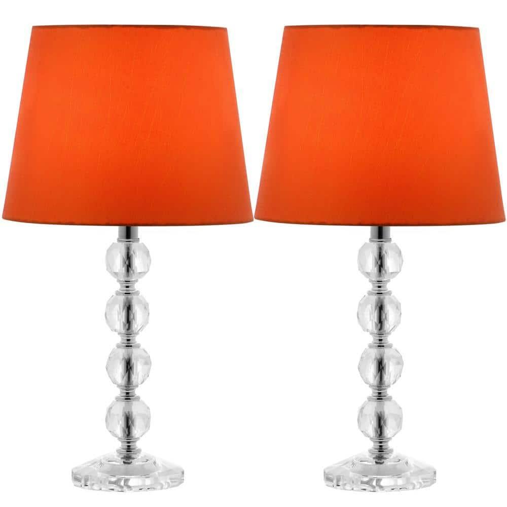 Nola Stacked Crystal Ball Lamp (Set of 2) - 16 Inch Height - LIT4123 - Clear/Orange - Safavieh