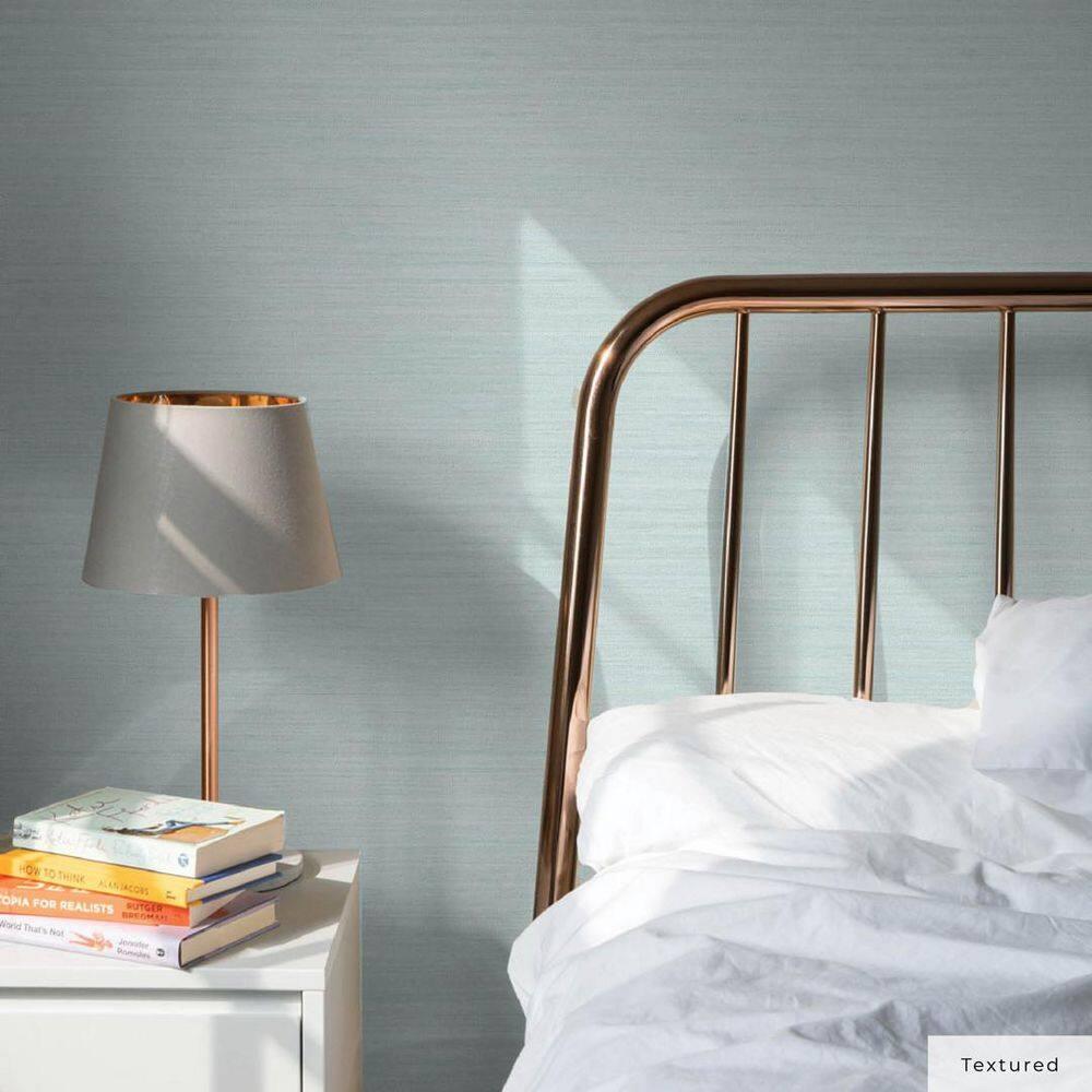 Tempaper & Co.® Faux Horizontal Grasscloth Removable Peel and Stick Wallpaper, Textured Seaglass, 56 sq ft: Vinyl, Prepasted