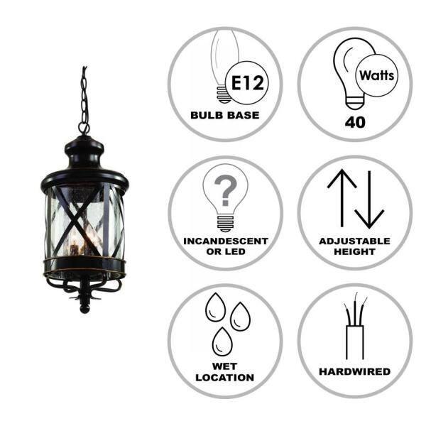 Trans Globe Lighting 5124 Chandler 3 Light 9" Wide Outdoor Taper Candle Mini Pendant -