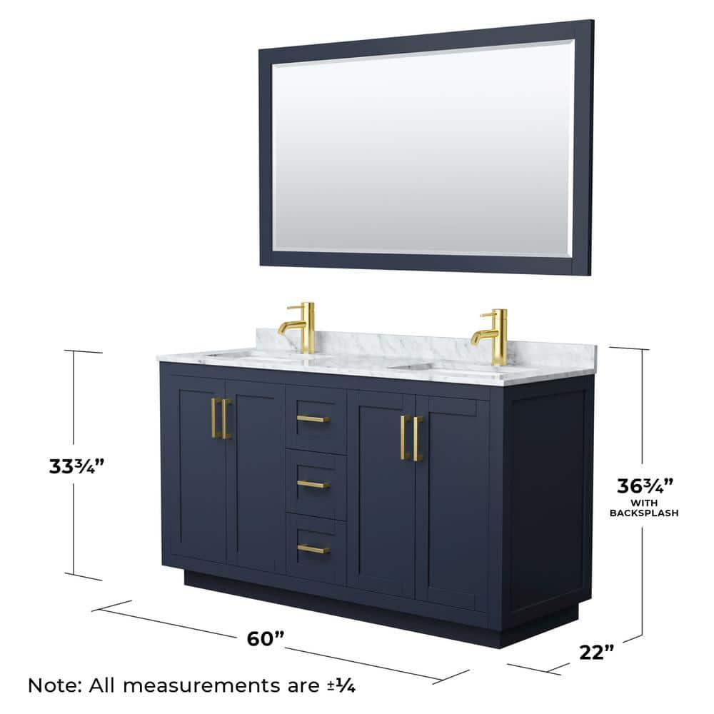 Wyndham Collection Miranda 60" Freestanding Double Bathroom Vanity with Marble Top with 58" Mirror