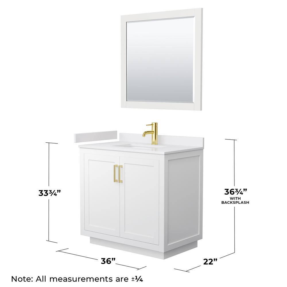 Wyndham Collection Miranda 36" Freestanding Single Bathroom Vanity with Cultured Marble Top with 34" Mirror