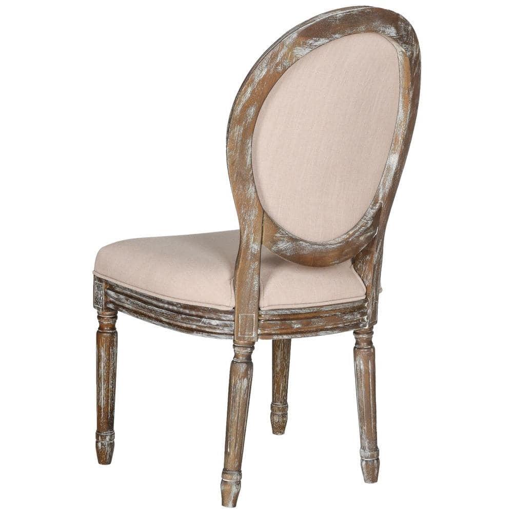 Holloway 19''H French Brasserie Oval Side Chair (Set of 2) - Beige/Rustic Oak - Safavieh