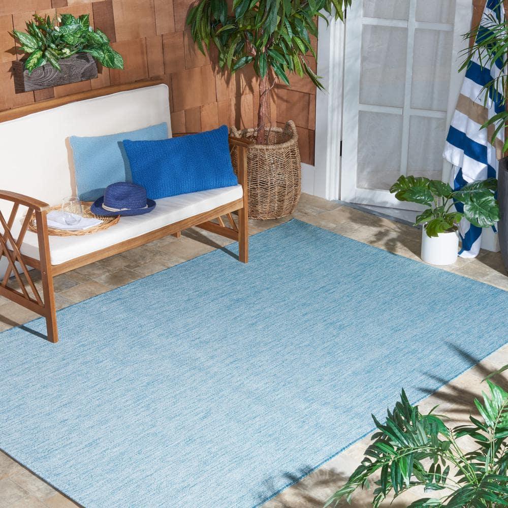 Beach House BHS218 Power Loomed Indoor/Outdoor Area Rug - Aqua - 5'3"x5'3" - Safavieh